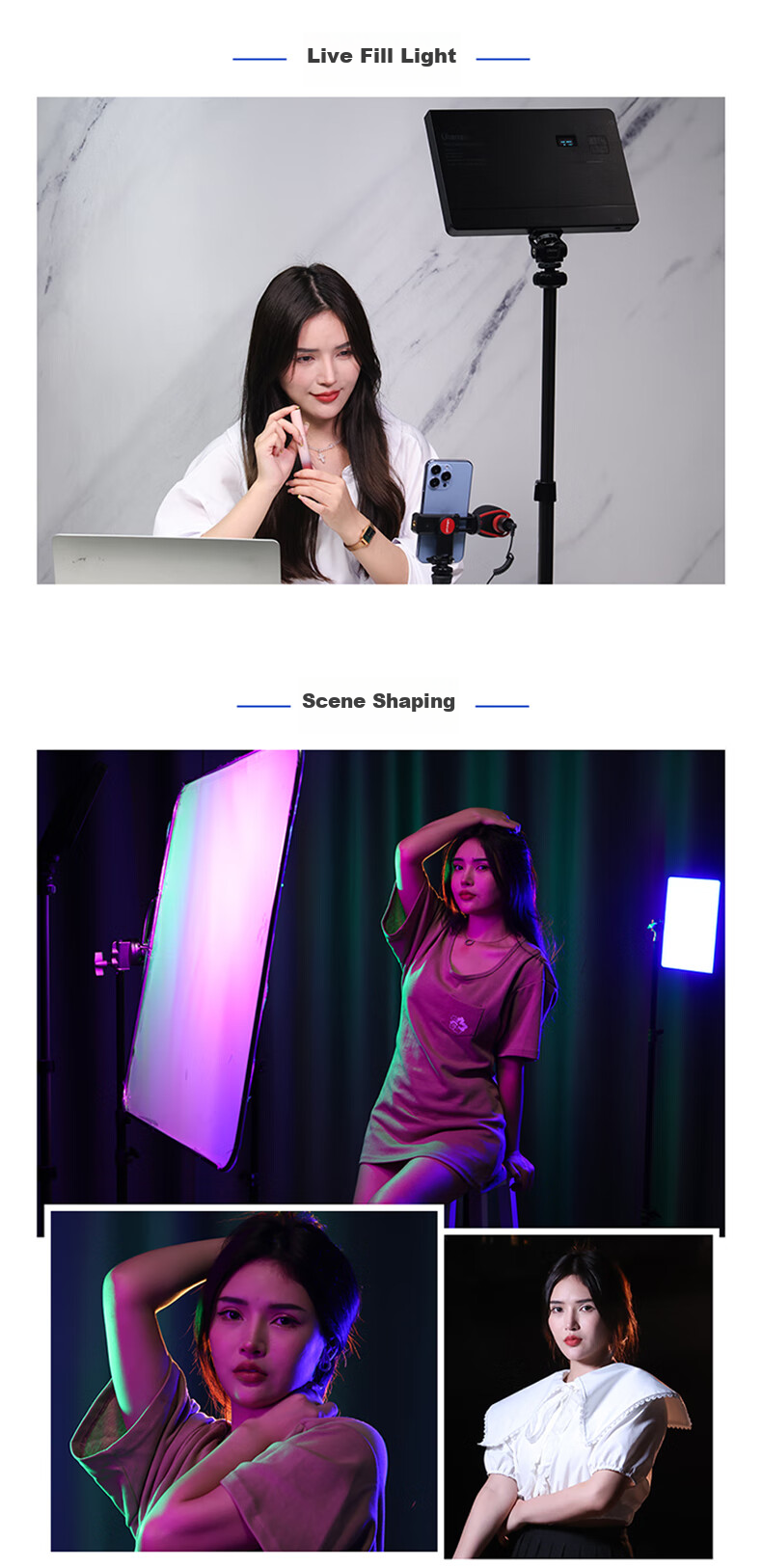 Ulanzi LT003 Full-Color RGB Panel Light for Live Streaming, Photography, Desktop Dual-Temperature Lighting, DSLR Hot Shoe Accessory, Indoor Photography Light for Selfies And Studio Use 14