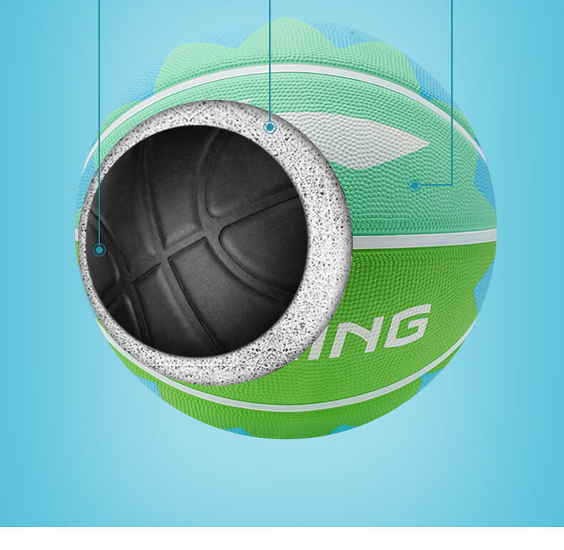 Li-Ning Basketball, Indoor And Outdoor Use, Suitable for Cement Courts And Rubber Outdoor Courts, Size 7 Basketball, LBQK697-4 16