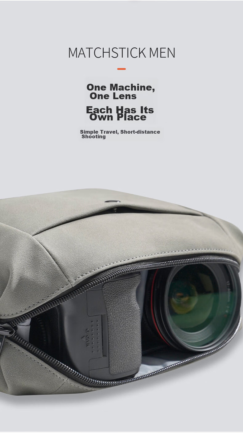Matchstick Men FC-8812 Mirrorless Camera Bag, Shoulder Photography Bag, Digital Portable Storage Bag, Gray 3