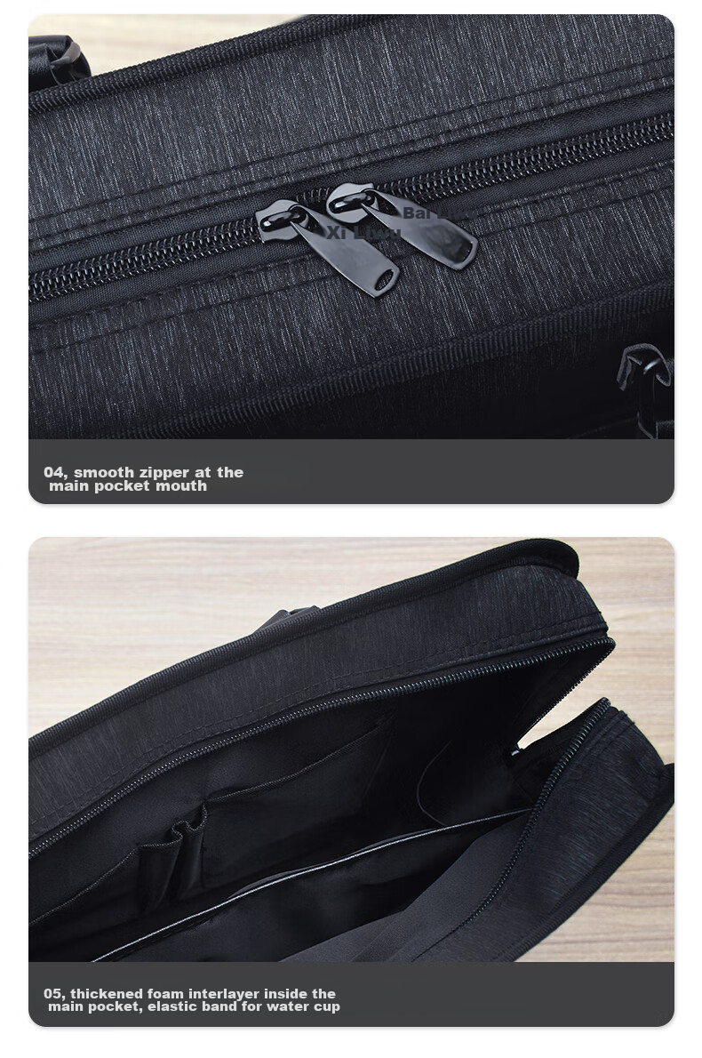 Bailiwen B0074 Black 3D Double-Layer Handbag, Office Meeting Bag, Document Bag, Handheld Shoulder Crossbody Large Capacity Men's Briefcase, Laptop Bag, Business Office Bag, Conference Handbag 10