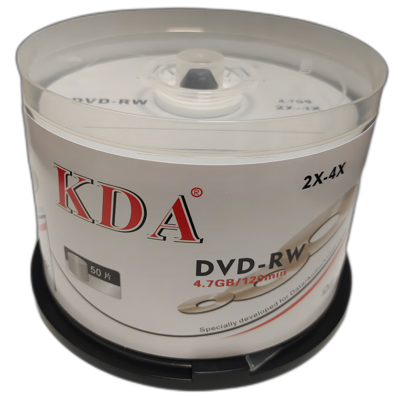 KDA Erasable DVD-RW Discs, 4x Speed, 4.7GB Reusable/recordable Discs, Blank Discs, Reusable Recordable Discs, 50 Pieces Per Pack, Customizable Optical Discs
