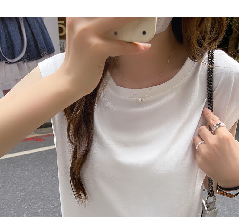 Modal White Loose Fit Tank Top Women Round Neck Racerback Sleeveless Shirt Outerwear Innerwear Base Layer All Seasons Plus Size 19