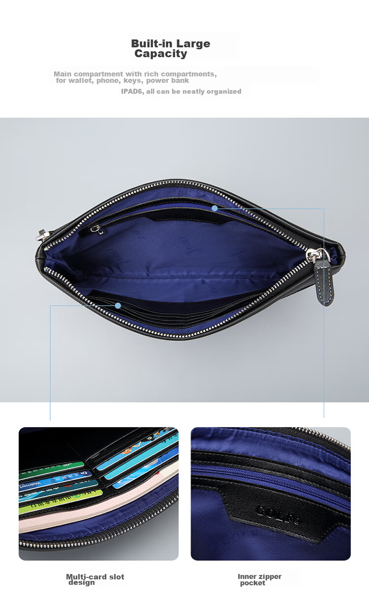 GOLF Men's Clutch Large Capacity Handbag with Multiple Card Slots Envelope Bag Long Wallet Gift for Boyfriend 9