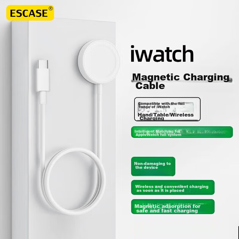 ESCASE Compatible with Apple Watch Charger, Apple Watch Charging Cable Suitable for IWatch S9/Ultra2/8/7/6/SE/5/4 Generation, USB Magnetic Wireless Type-C