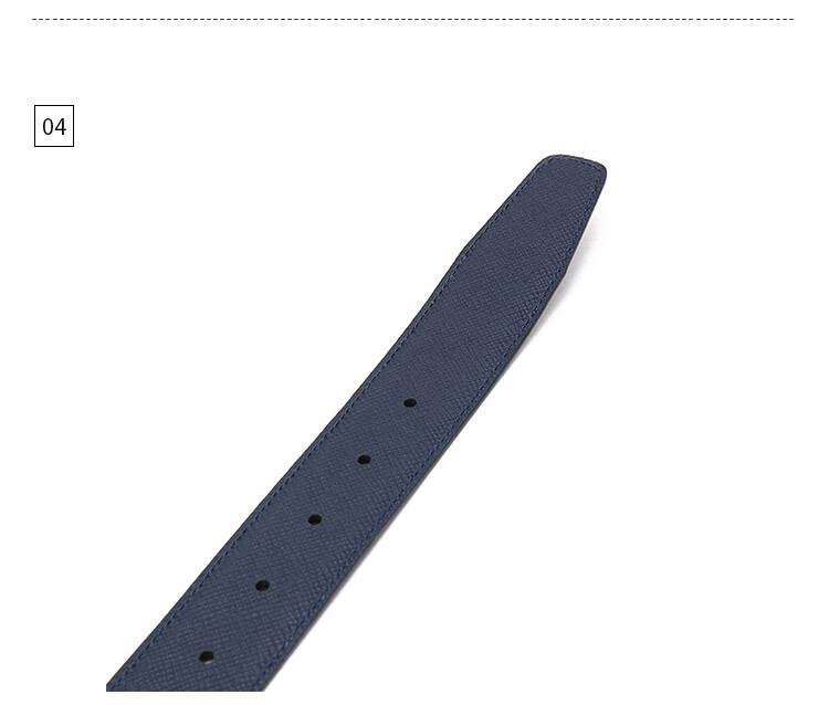 MONTBLANC Black/Indigo Blue Reversible Free-Cut Leather Belt/Waistband 118438 [Gift] 8