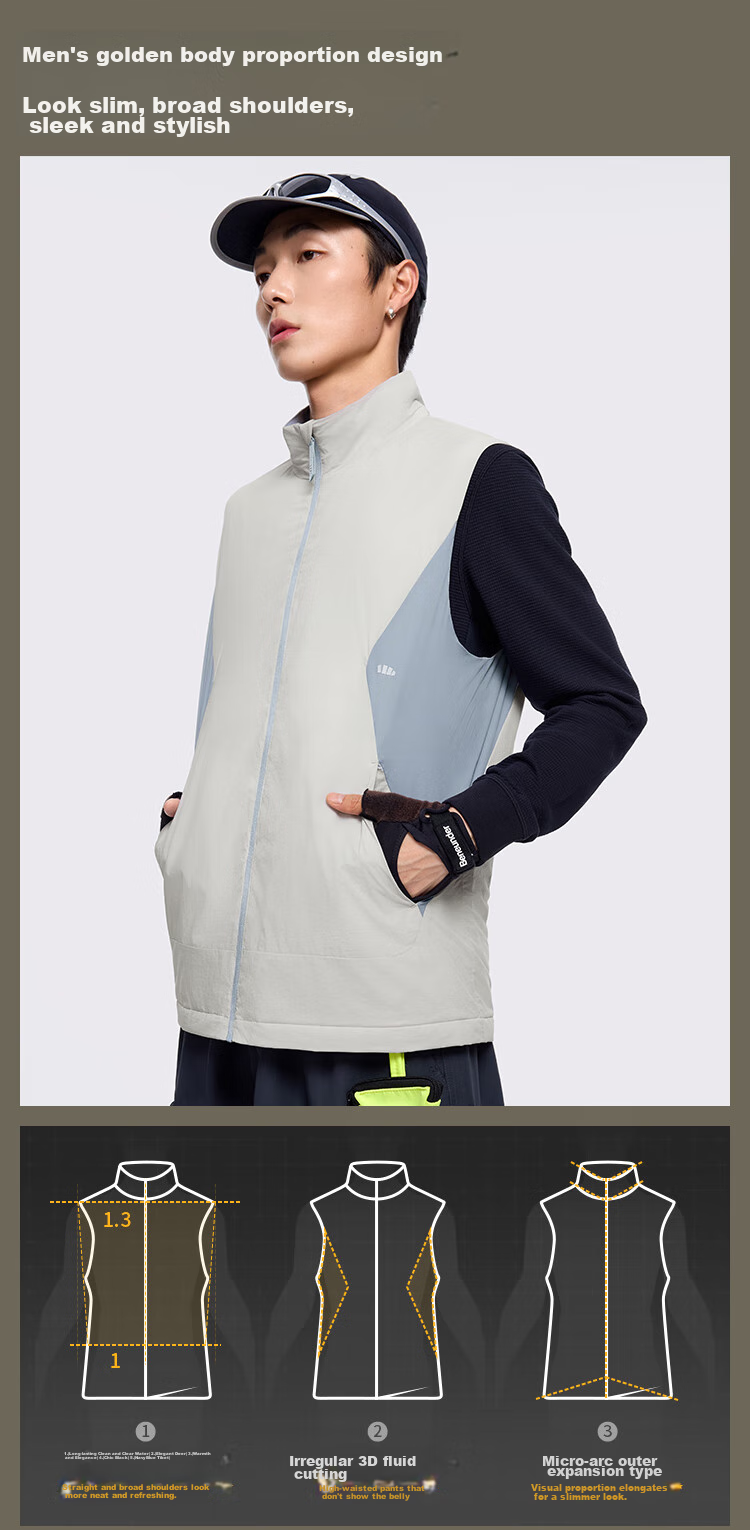 Beneunder Men's Down Vest Jacket with Stand Collar, Outdoor Wear Inner Layer CL97324 Twilight Black 175/96A(L) 16