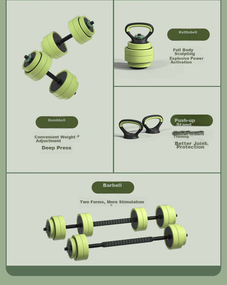 HEAD Dumbbell And Barbell Combination Set for Men, Fitness Equipment with Rubber Coating, Adjustable And Detachable, 20kg Pair 6