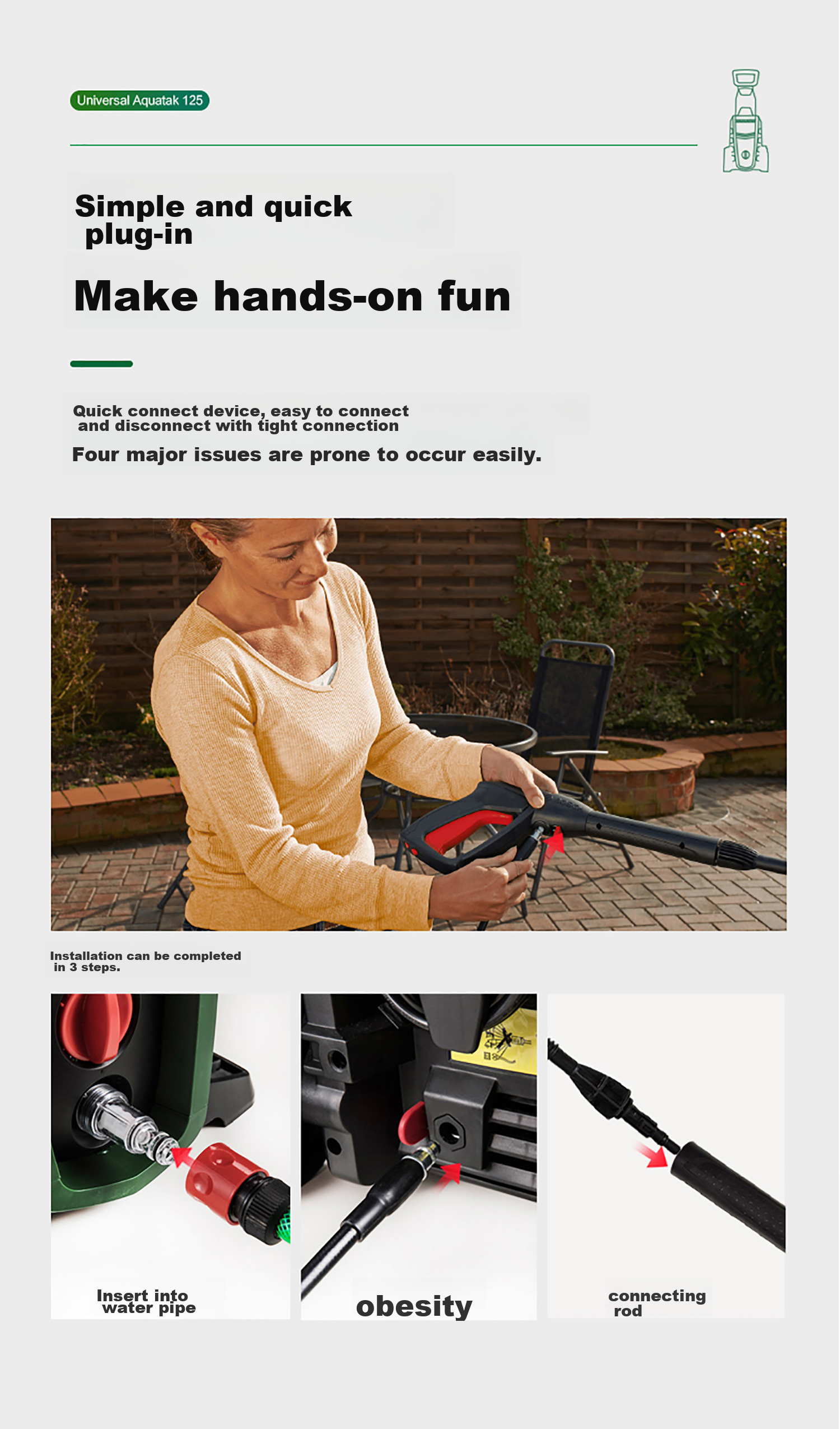 BOSCH UA125 High-Pressure Car Washer, 220V Household And Garden Cleaning Tool, Portable High-Power Water Gun Cleaning Machine 15