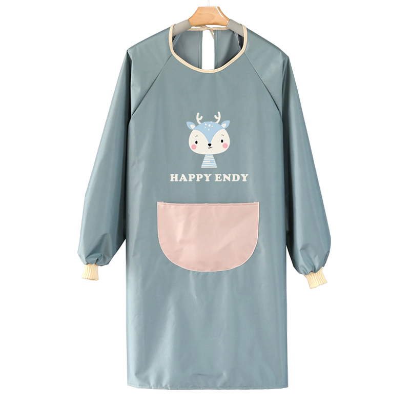 Ansell Reusable Long Sleeve Apron Waterproof Oil-Resistant Adult Kitchen Reverse Wear Blue One Size 301292
