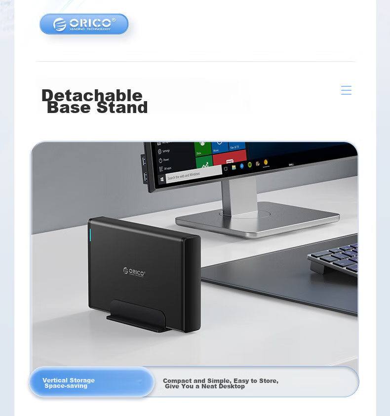 ORICO External Hard Drive Enclosure USB3.0 3.5-Inch Hard Drive Dock Desktop Mechanical Hard Drive Case SATA Serial SSD External Enclosure Shell Black 7688U3 6