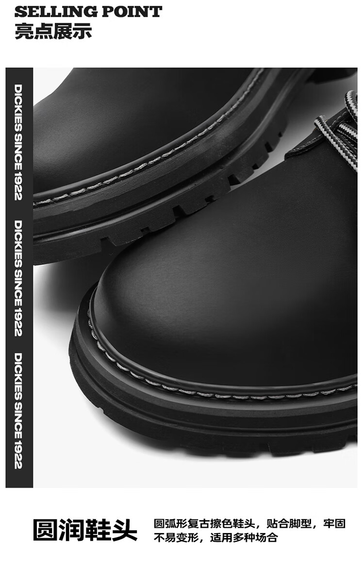 Dickies Men's High-Top Martin Boots, Fashionable Versatile Comfortable Breathable Work Boots, Black, Size 40 2