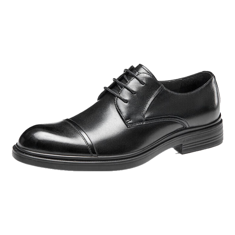 Aokang Comfortable Cowhide Breathable Business Formal Lace-Up Wear-Resistant Leather Shoes, Black Size 40
