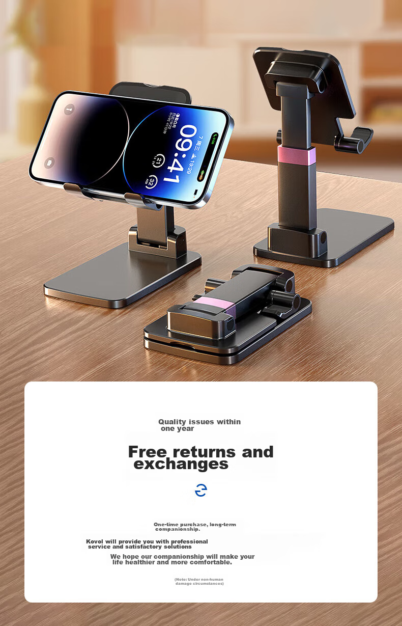 KOVOL Phone Stand, IPad Tablet Holder, Multifunctional Lazy Desktop Stand, Bedside Stand for Live Streaming, Gaming, Reading, Online Classes, Postgraduate Entrance Exam Preparation, Binge-Watching, Compact And Foldable 1