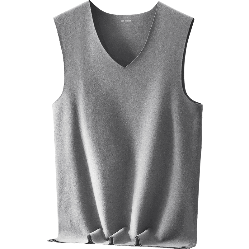 MiiOW Men's Thermal Underwear Cashmere Silk Seamless Fleece Patch Double-Sided Brushed Thermal Vest Crew Neck Sleeveless Shirt