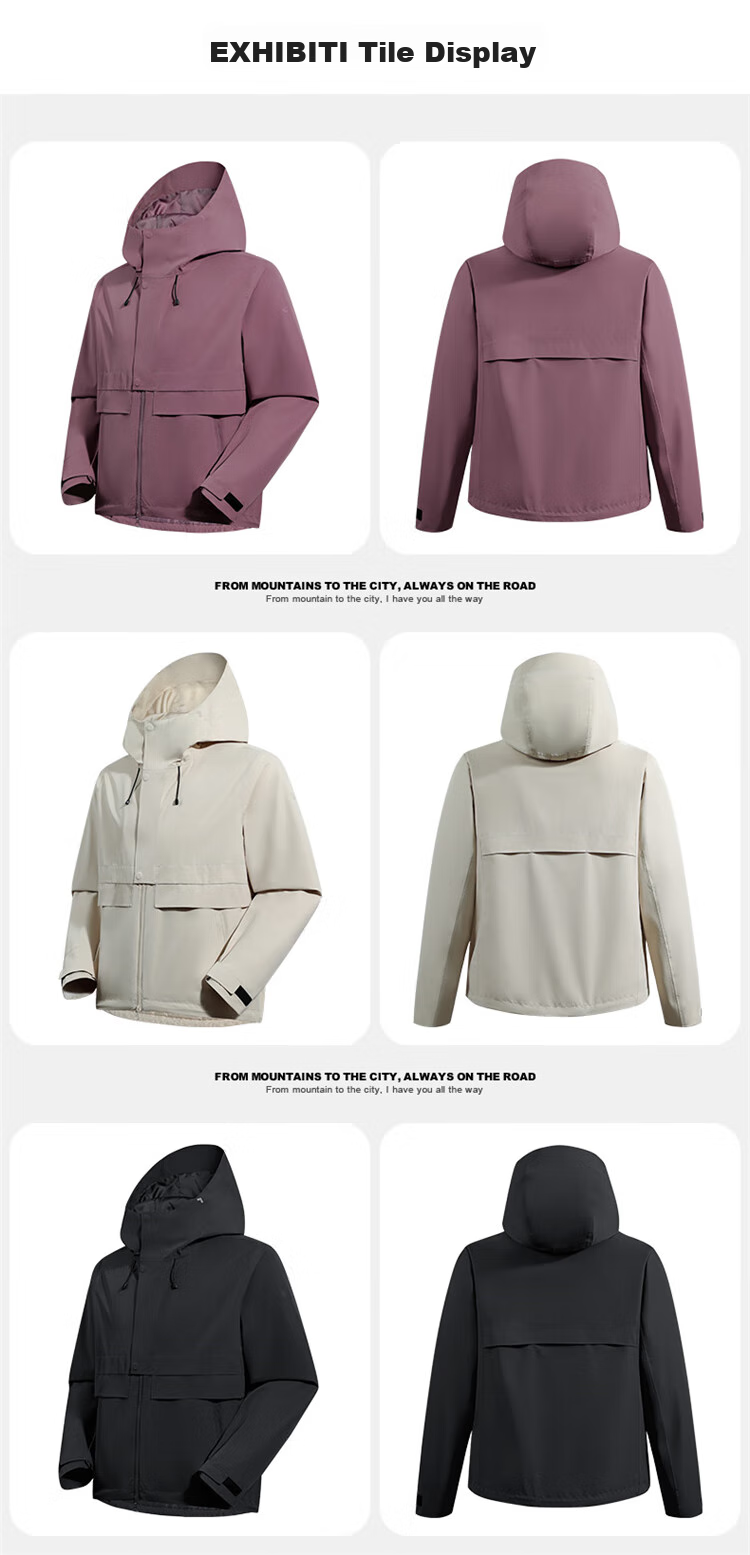 Pioneer Camp Breathable Windproof Waterproof Jacket for Women, Autumn Outdoor Breathable Windproof Waterproof Travel Hiking Coat, Light Apricot Color, XXL 24