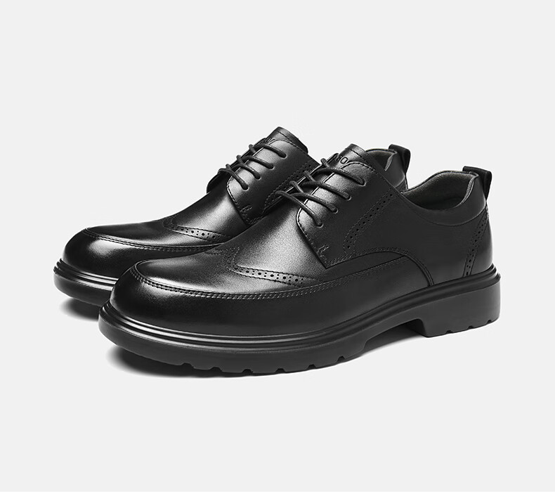 HLA Men's First Layer Cowhide Leather Shoes British Style Formal Business Shoes T258 Black Size 40 20