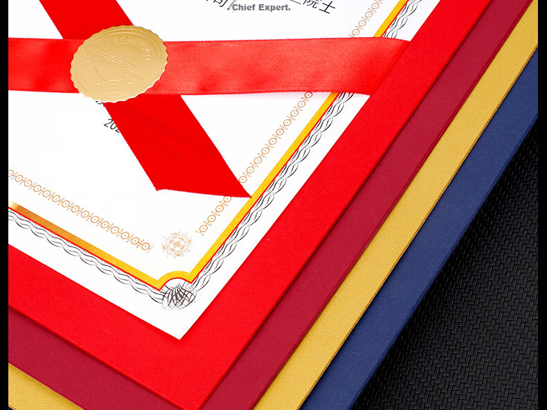 Weiji A4 Horizontal Ribbon Knot Honor Certificate, Appointment Letter, Graduation Certificate Cover, Customized European-Style Certificate, Award Certificate, Document Frame, Certificate Set, Wine Red, 406H-WRD/5 18