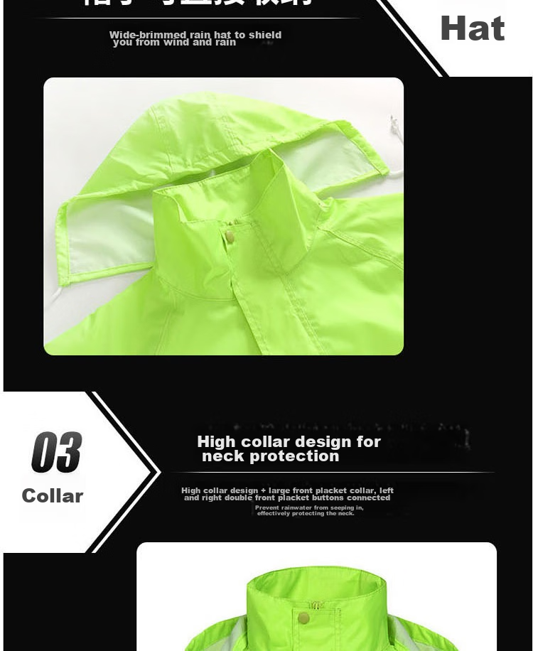 Minggu Reflective Raincoat And Pants Set, Storm-Proof, Flood Prevention, Cold-Resistant, Two-Piece Rainwear, Fluorescent Green, XL, CW344023 12