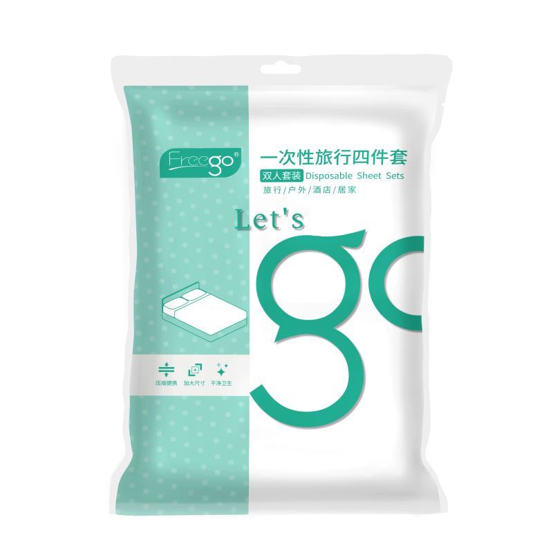 Freego Disposable Bed Sheet, Pillowcase And Pillow Cover Set, Thickened Four-Piece Set for Business Trips, Travel, Hotels And Guesthouses, Hygienic Protectio