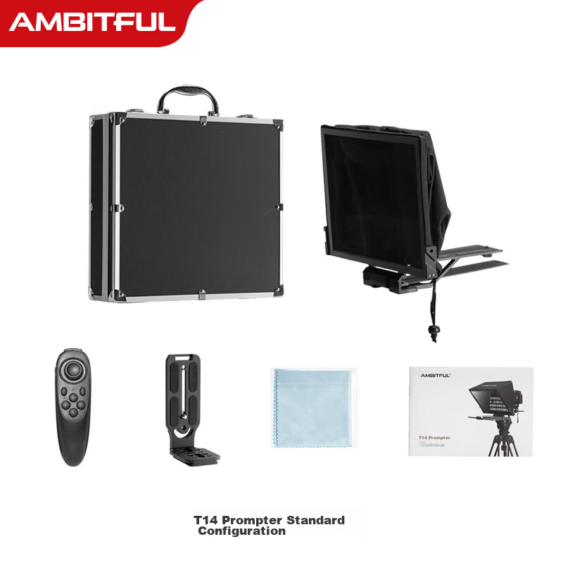 AMBITFUL Large Screen Teleprompter Host Phone Tablet DSLR Mirrorless Camera Portable Large Title Machine Video Recording Prompt Subtitle Live Interview Gaffe Catcher