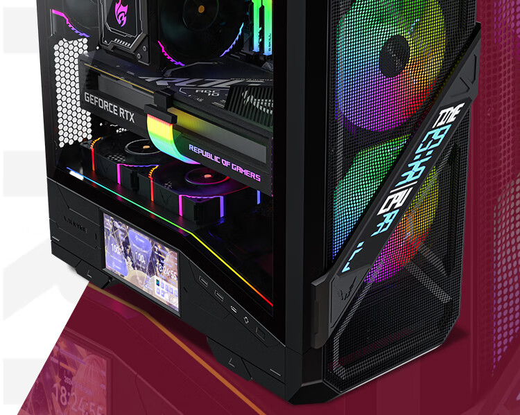VALKYRIE VK05 BLACK ATX Mid-Tower Gaming Desktop Case with 6-inch LCD Touchscreen, LED Display, Dual 16030 Fans, Backplate Support 2