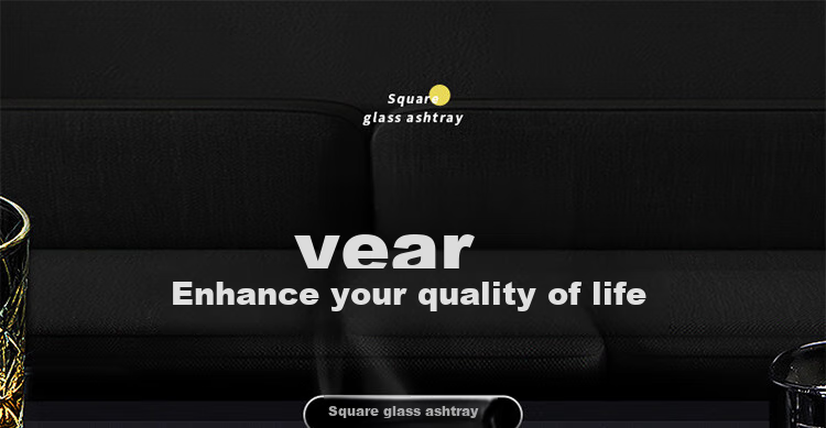 Jidukongjian Glass Ashtray, High-End Office Ashtray, Desktop Ornament, Birthday Gift for Dad, Square Shape 1