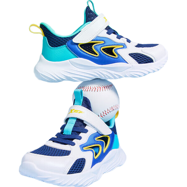 XTEP Children's Shoes, Summer Hollow-Out Sneakers, Breathable Mesh Running Shoes for Kids, Deep Blue/XTEP White, Size 28