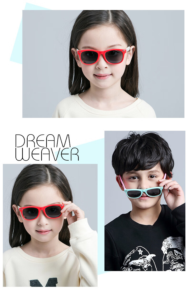 DRATRA Children's Polarized Sunglasses, Sunglasses for Boys And Girls, Baby Sun Protection, Silicone Cartoon Cute Trendy Color-Blocking Summer Style 7