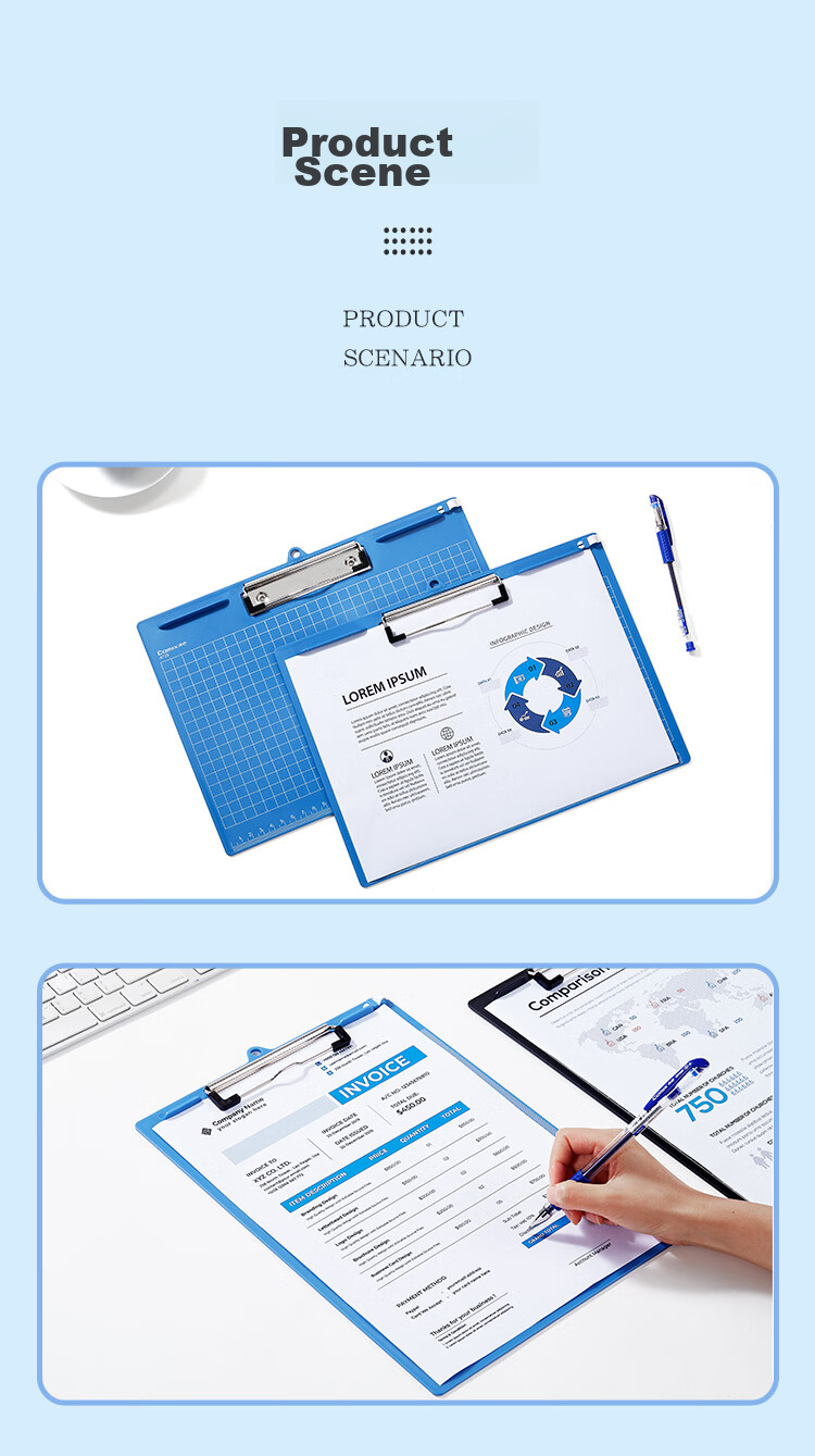 COMIX A4 Multi-Functional Writing Clipboard with Scale, Pad for Order Filling/Group Buying, Blue, A724 9