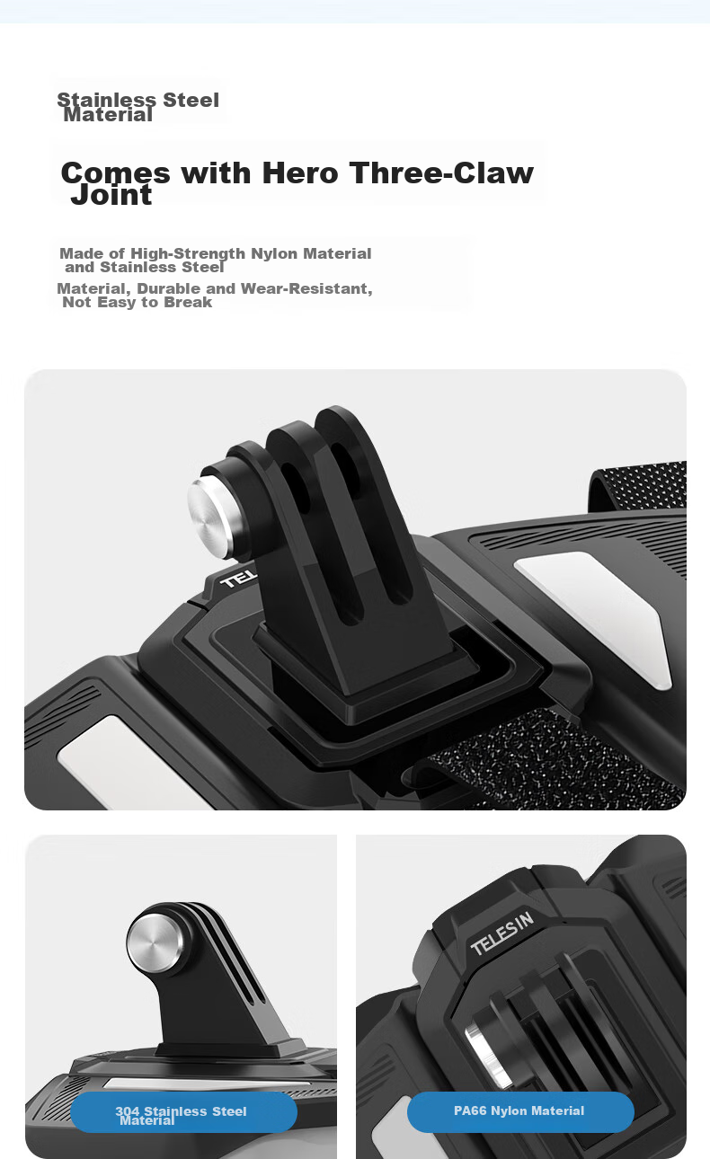 TELESIN Compatible with DJI Action 5 Pro, 4 Helmet Chin Mount, Osmo360 Motorcycle Helmet Mount, GoPro Ace Pro 2 Action Camera Motorcycle Mount 7