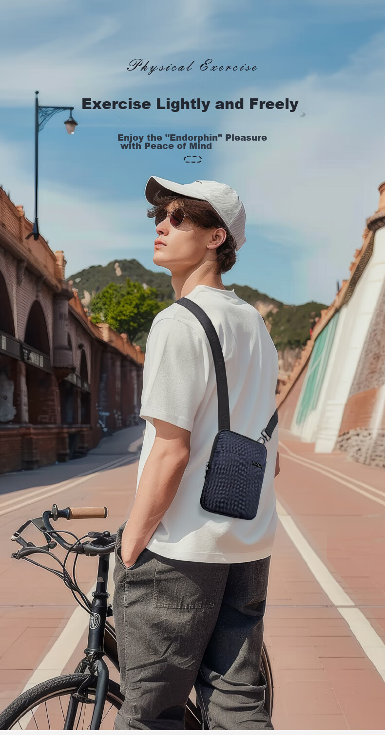 LEXON Casual Crossbody Bag for Men, Shoulder Phone Bag, Business Sports Lightweight Commuter Versatile Cowhide Small Backpack Gift 8