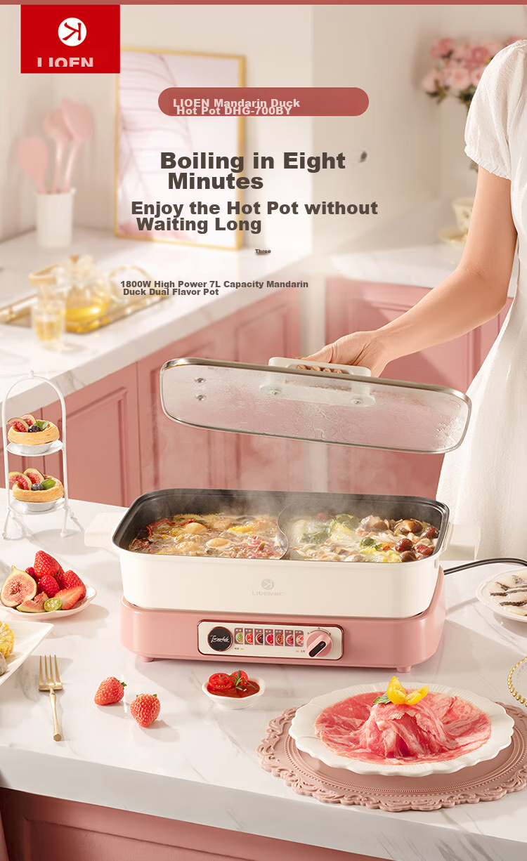 Liven Dual-Sided Electric Hot Pot, Multi-Functional Cooking Pot for Electric Stove, Large Capacity 7-Liter Detachable Electric Hot Pot for Home Use DHG-700BY 3