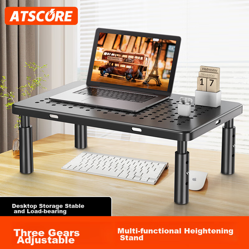 ATSCORE Monitor Riser Stand, Laptop Stand, Laptop Cooler, Desktop Computer Monitor Desk Keyboard Storage Base Storage Rack