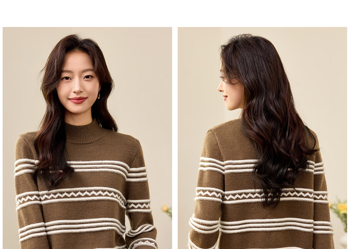 PinCai Women's Classic Striped Colorblock Sweater Early Spring Crew Neck Knitwear P144Z9024 40