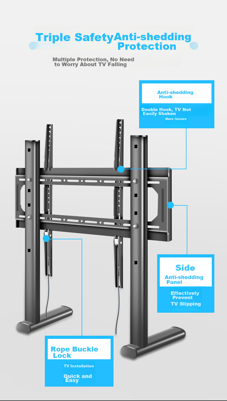 Jianleji 42-55 Inch TV Stand, Universal Desktop Mount, No Drilling Required, Adjustable Height, Suitable for Xiaomi, Sony, Haier, Hisense 12
