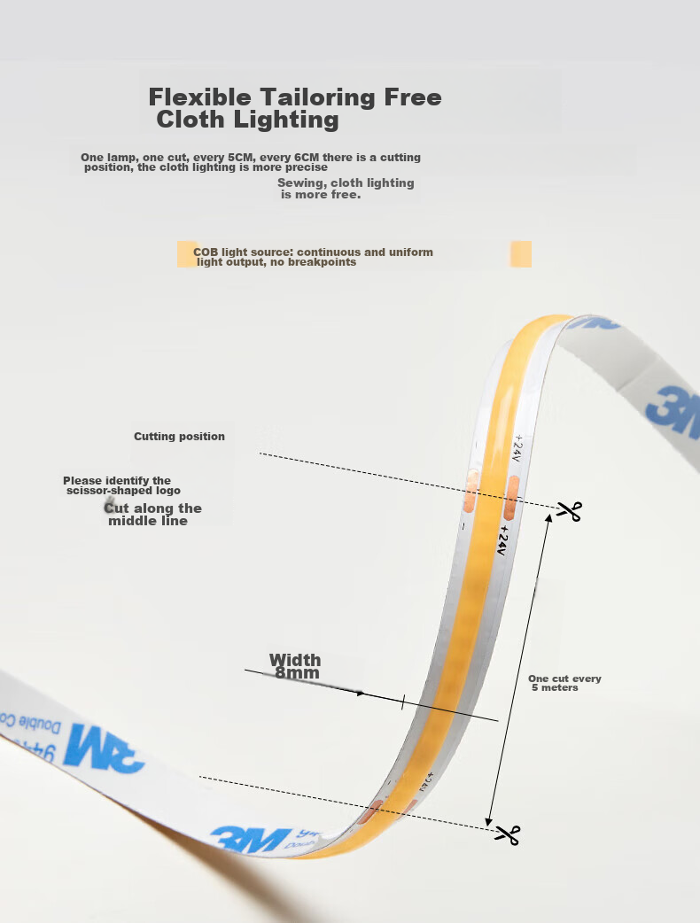 DELIXI Low-Voltage LED Strip Light, Flexible Linear Light Source for Suspended Ceilings, Mood Soft Lighting Strip, 10W Bare Board, 10 Meters, Warm White Light 4