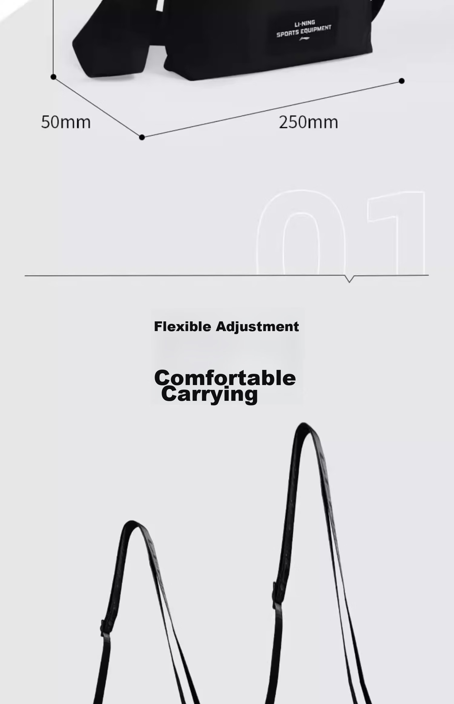 Li-Ning Crossbody Bag, Travel Bag for Men, High-End Business Shoulder Bag, Large Capacity Commuter Portable Bag, Personal Messenger Bag, Phone Pouch 4
