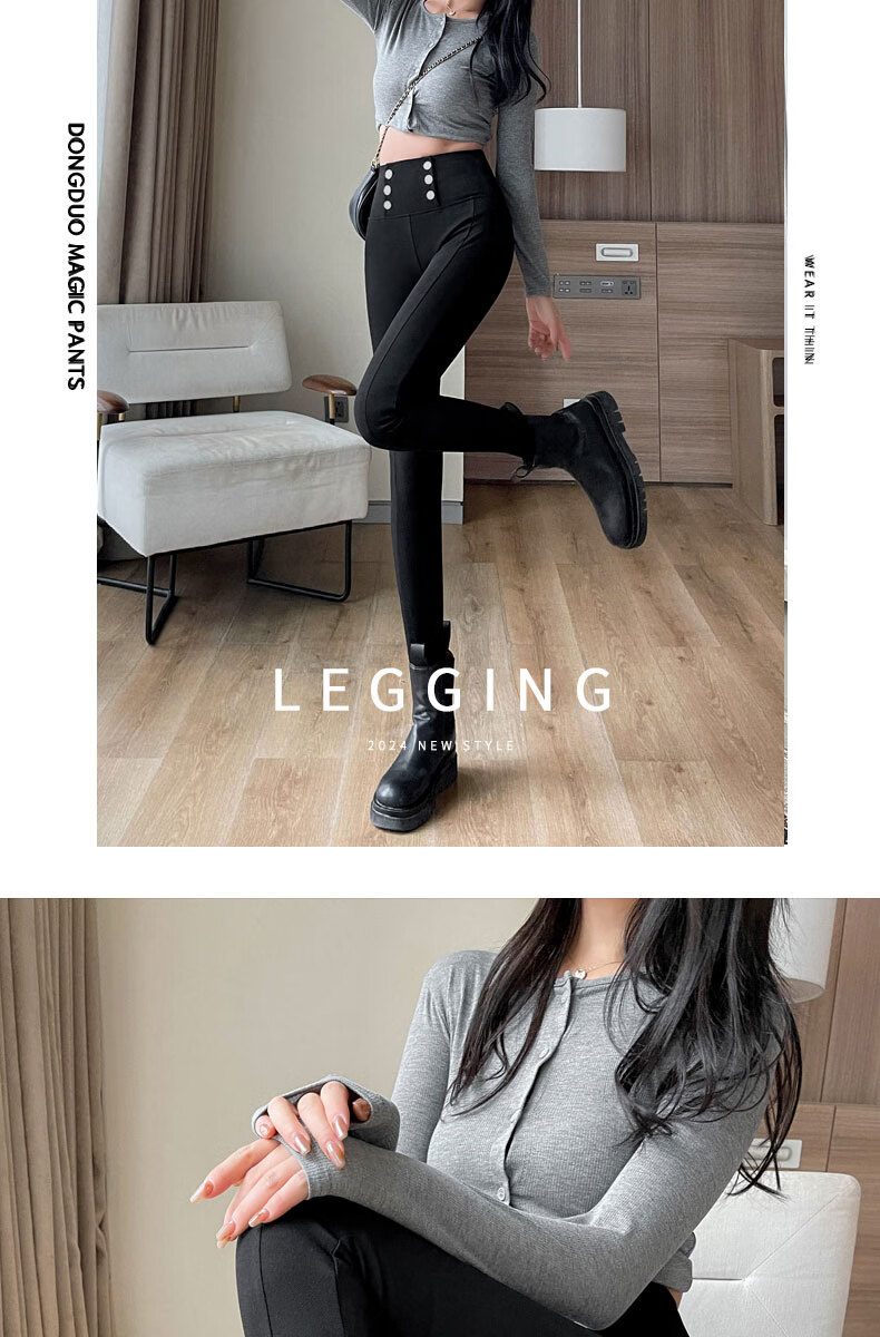 Langsha Women's Spring Thin Leggings, Hip-Lifting, Tummy Control, High-Waist Slim Fit Black Pencil Pants 19