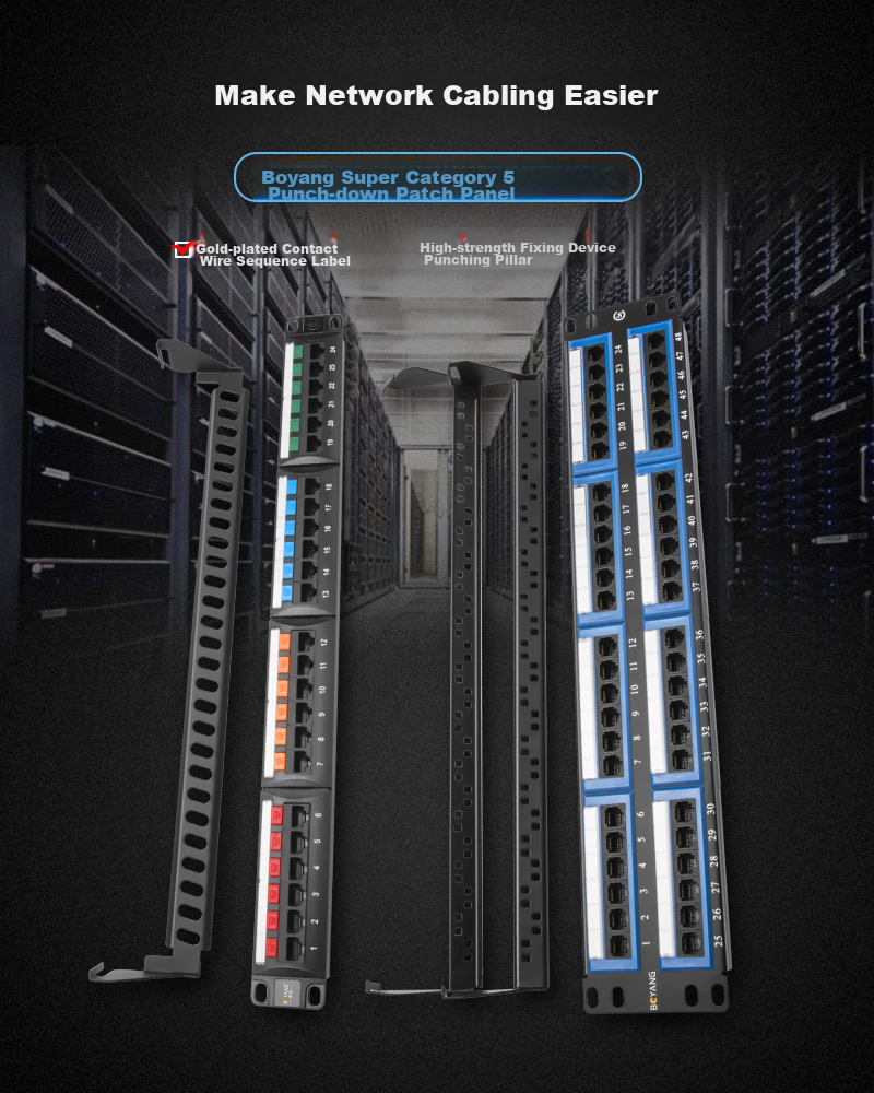 BOYANG High-Profile 12-Slot 24-Port Cable Management Rack, Network Cable Organizer 19-Inch Rack-Mounted Cabinet Network Patch Cord Fiber Optic Pigtail Cable Management Tray BY-LXJ 1