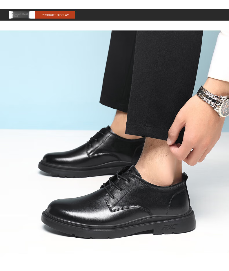 MULINSEN Men's Shoes, Top-Grain Leather, Formal Business Shoes, Breathable Soft-Soled Men's Leather Shoes, FP223220 14