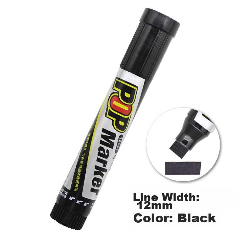 Genvana 12mm Black POP Marker Pen, Poster Advertising Drawing Pen, Colored Marker, Single Pack, G-0929