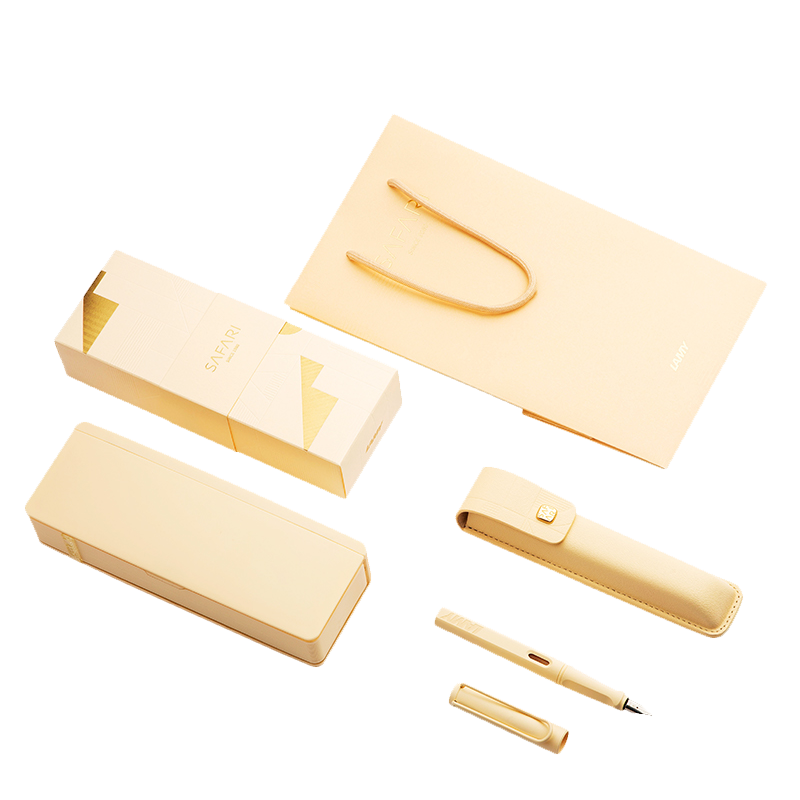 LAMY Fountain Pen Gift Box, Safari Series Handwriting Practice Posture-Correcting Fountain Pen, Student Stationery Office Gift, Holiday Gift Corporate Bulk Purchase, Cream White 0.7mm