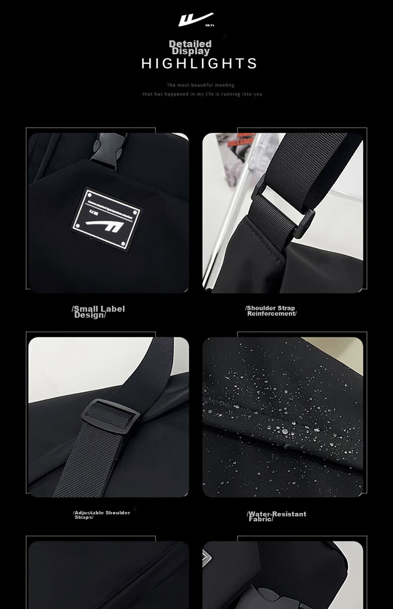Huili Crossbody Bag, Trendy Shoulder Bag for Men, Messenger Bag, Casual Sports Satchel for Women, Lightweight Chest Pack, Student Backpack 16
