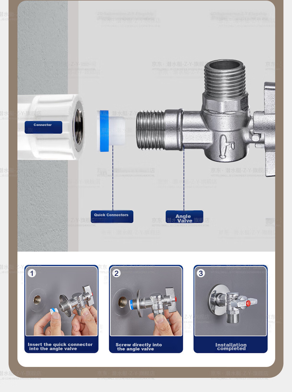 Submarine F104H Brass Ball Valve, Spherical Brass Valve Core, Full-Open High-Flow Cross Valve, Gunmetal Gray Hot Water Angle Valve 19
