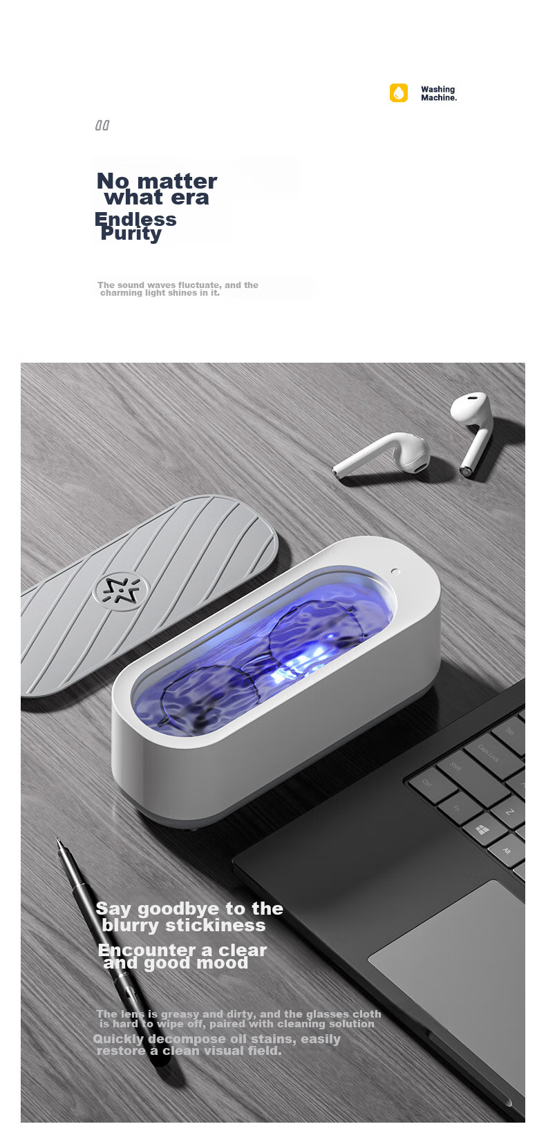 Boshide Glasses Cleaning Machine, High-Frequency Vibration Eyeglass Cleaner, Fully Automatic Portable Cleaning Device, with UV Light And Rechargeable Battery 9