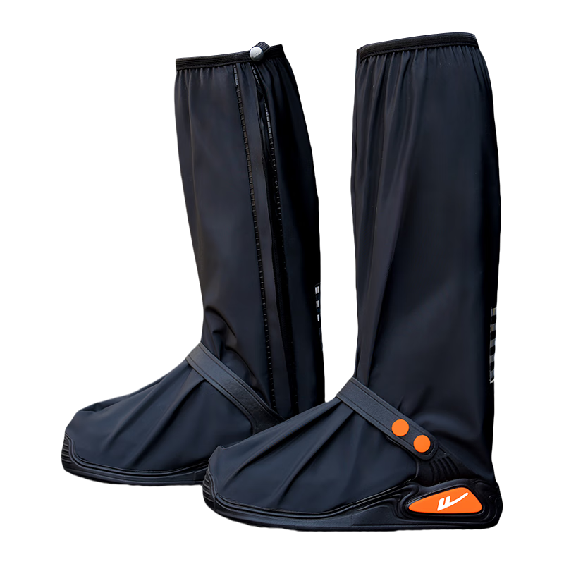 Huili Rain Shoe Covers for Men And Women, High-Top Waterproof Rain Boots for Beach Combing, Thickened Wear-Resistant Cycling Hiking Overshoes 239-1 Black XL