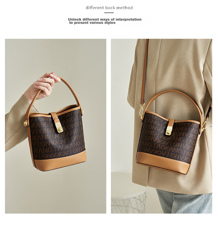 Aokang Women's Handbag, Trendy Ladies Bucket Bag, Luxury Tote Crossbody Shoulder Bag, Birthday Gift, High-End Present for Mom Or Wife 7