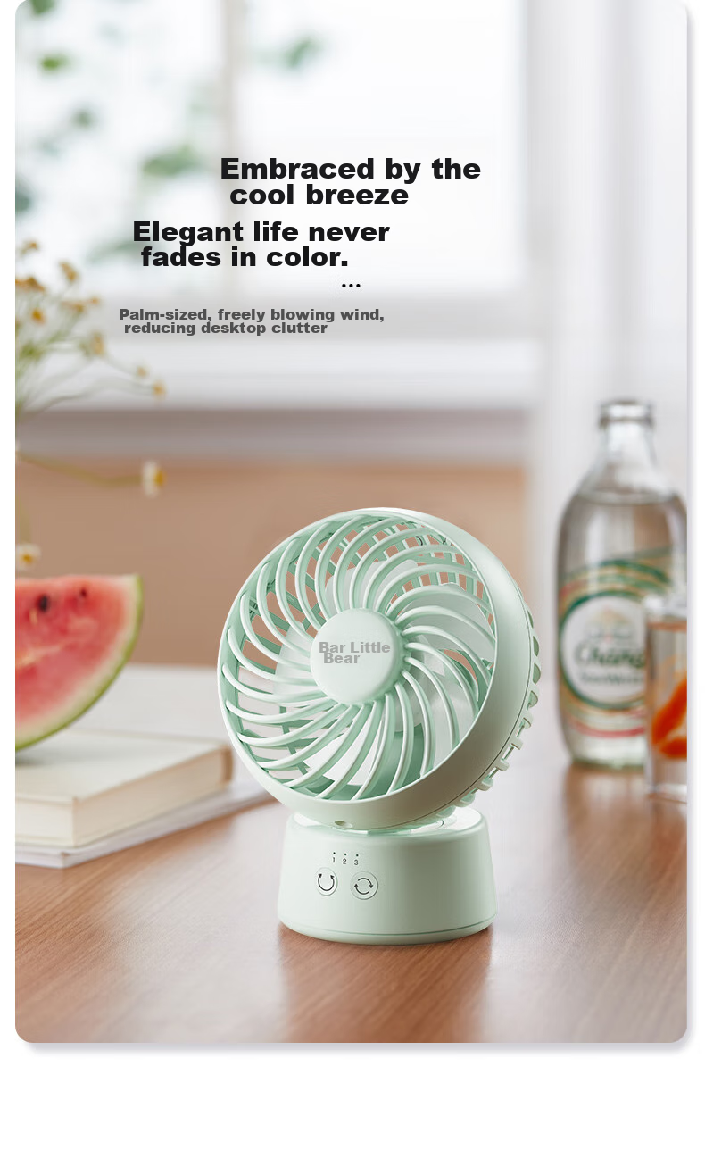 Bear Electric Fan, Small Desk Fan for Office, Mini Portable USB Rechargeable Fan, Dorm-Specific Desktop Fan Companion DFS-C09L8 3