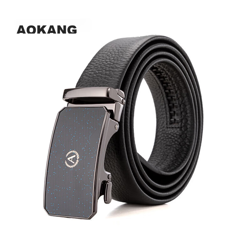 Aokang Men's Belt, Top-Grain Leather, Automatic Buckle, Business Trouser Belt, Birthday Gift for Husband