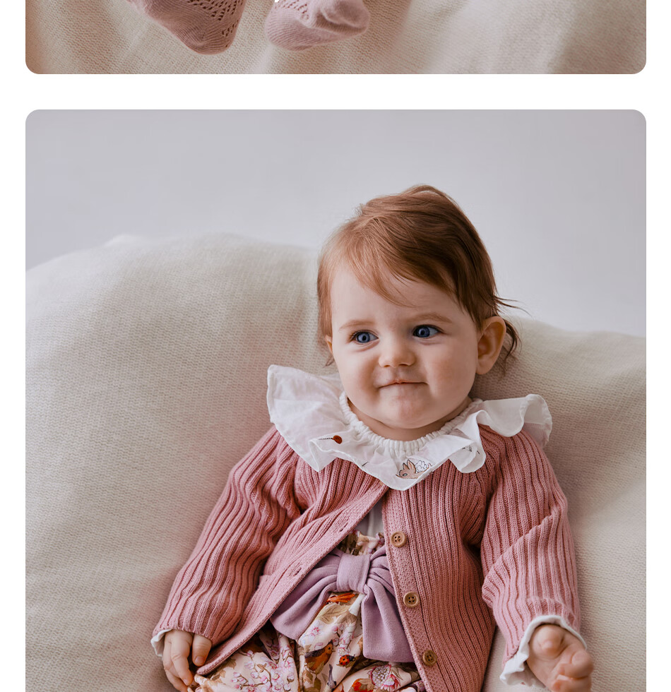 OAK FAMILY Children's Cardigan Sweater, Baby Boys And Girls Spring And Autumn Knitted Jacket, Pure Cotton, Pink (Anti-Static), Size 80 18